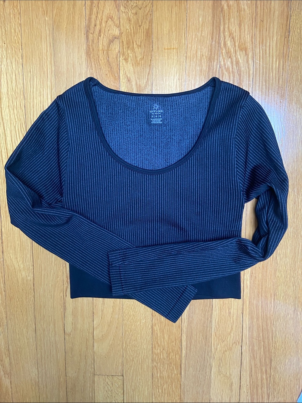 Offline by aerie Black Ribbed Scoop-Neck Crop Top